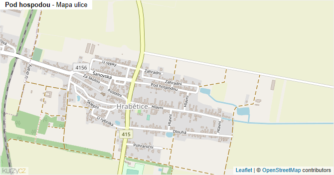 Pod hospodou - mapa ulice