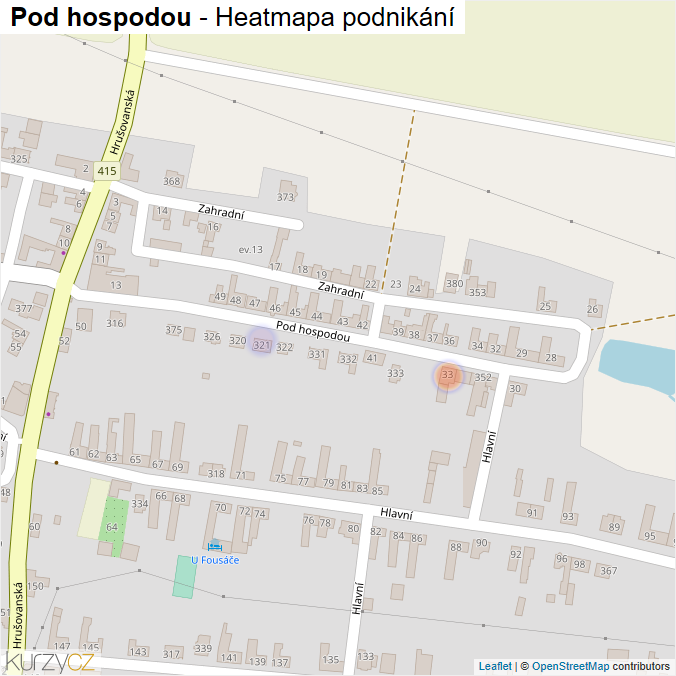 Mapa Pod hospodou - Firmy v ulici.