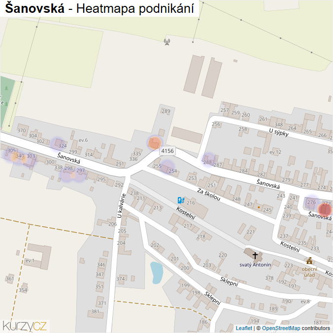 Mapa Šanovská - Firmy v ulici.