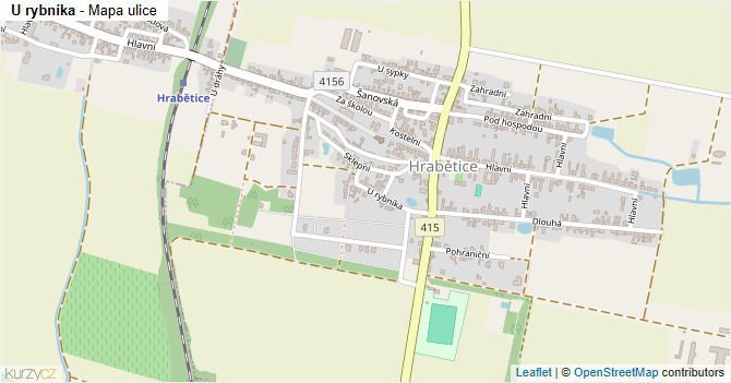 U rybníka - mapa ulice