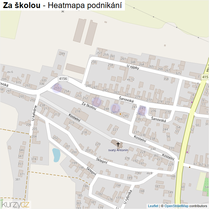 Mapa Za školou - Firmy v ulici.