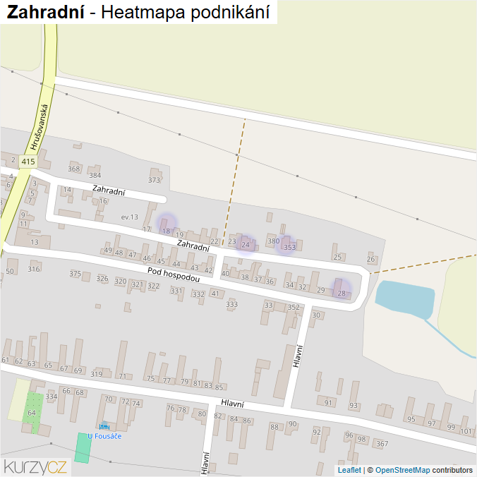 Mapa Zahradní - Firmy v ulici.