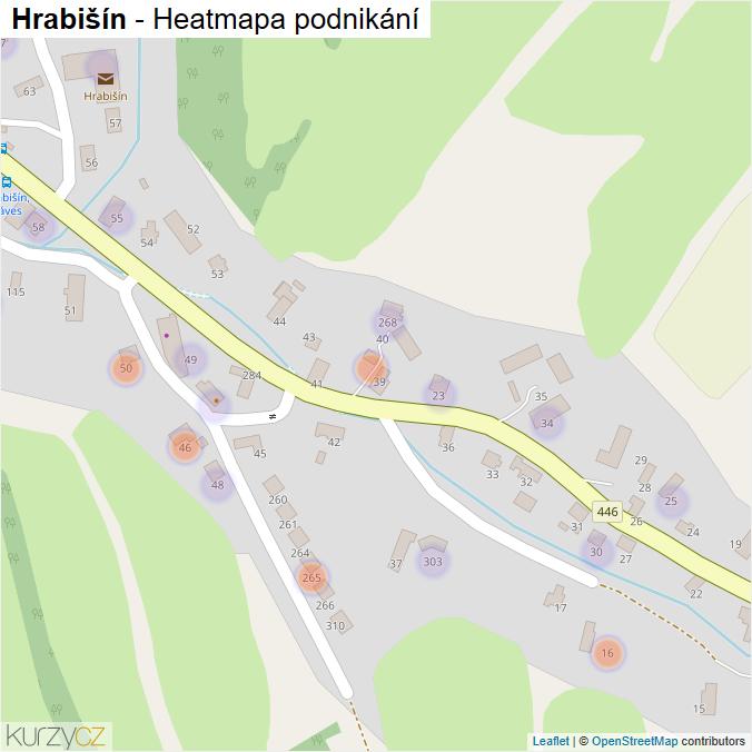 Mapa Hrabišín - Firmy v části obce.