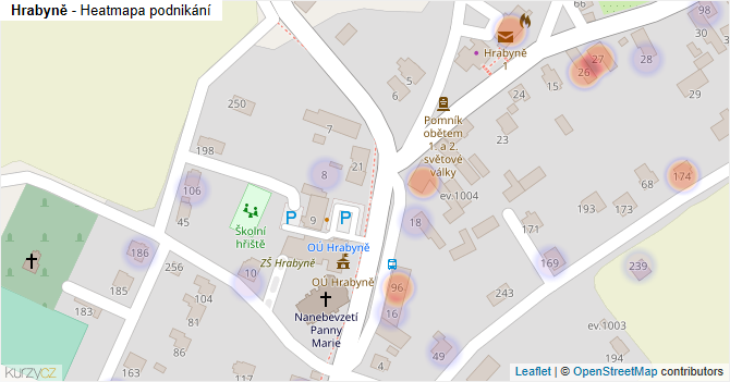 Hrabyně - mapa podnikání
