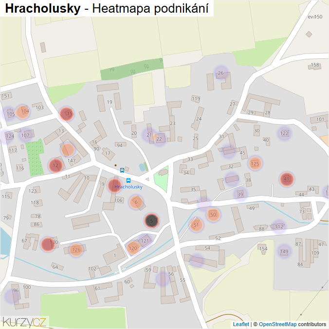 Mapa Hracholusky - Firmy v části obce.