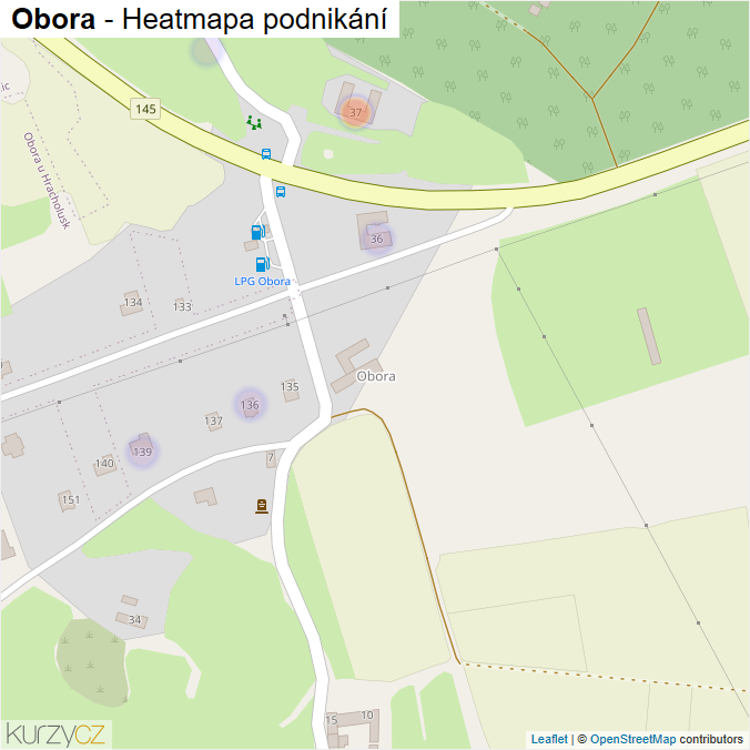 Mapa Obora - Firmy v části obce.