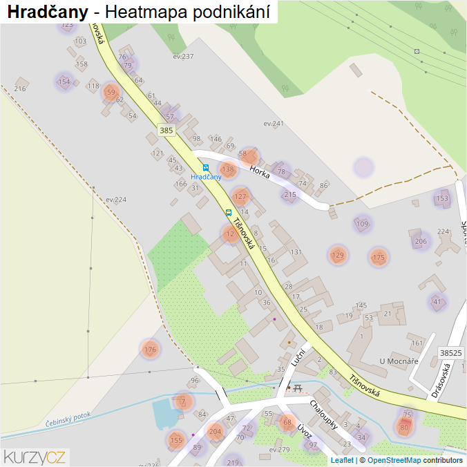 Mapa Hradčany - Firmy v části obce.