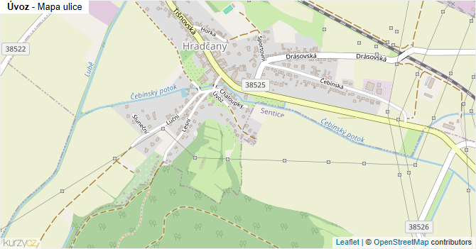 Úvoz - mapa ulice