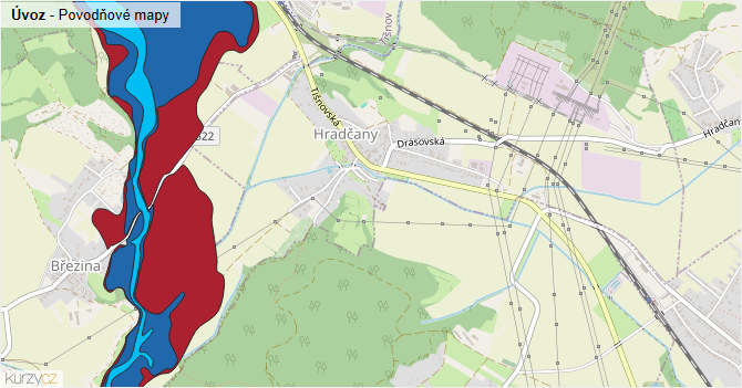 Úvoz - záplavové mapy stoleté vody