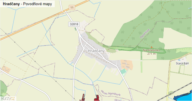 Hradčany - záplavové mapy stoleté vody