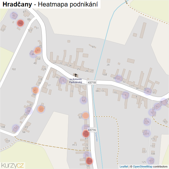 Mapa Hradčany - Firmy v části obce.
