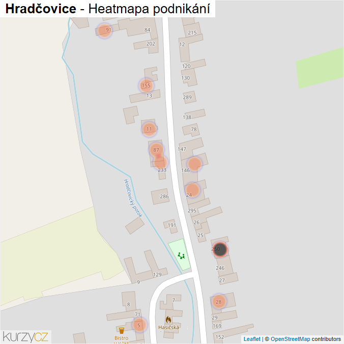 Mapa Hradčovice - Firmy v obci.