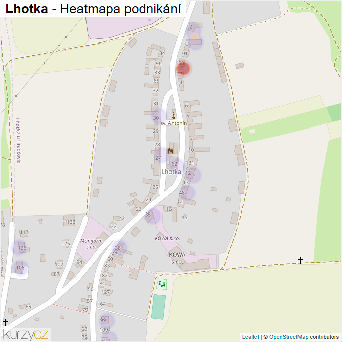 Mapa Lhotka - Firmy v části obce.