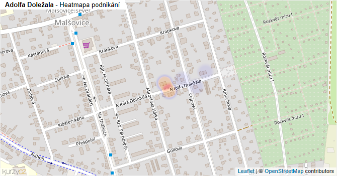 Adolfa Doležala - mapa podnikání