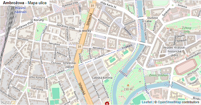 Ambrožova - mapa ulice