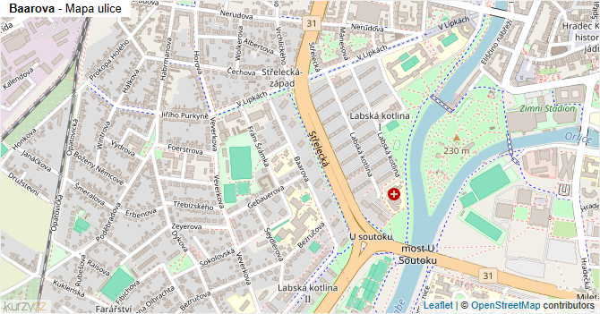 Baarova - mapa ulice