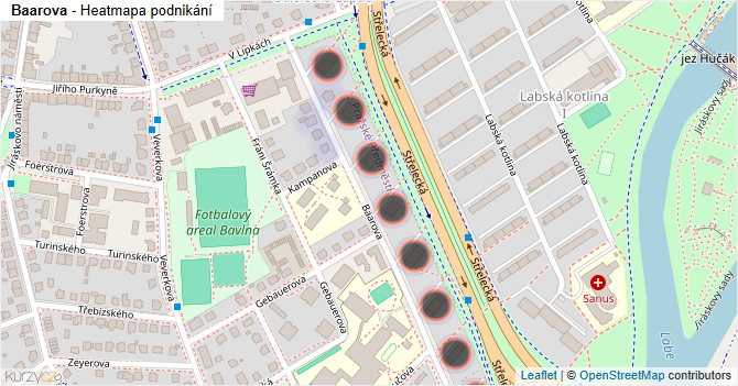 Baarova - mapa podnikání