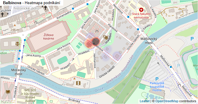Balbínova - mapa podnikání
