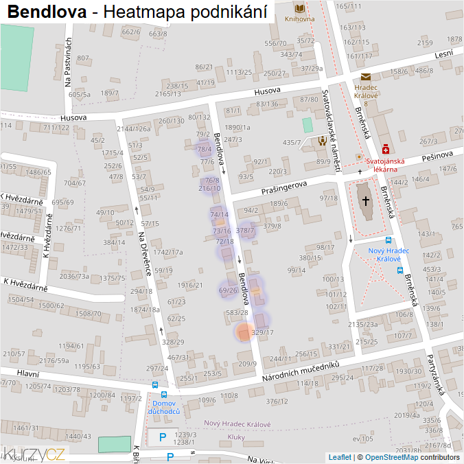 Mapa Bendlova - Firmy v ulici.