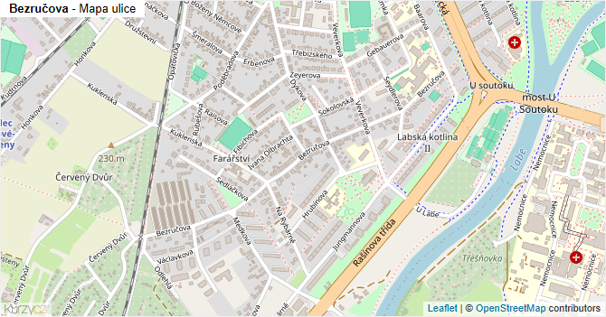 Bezručova - mapa ulice