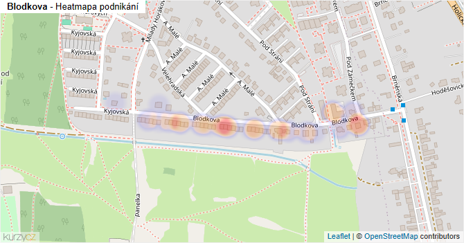 Blodkova - mapa podnikání
