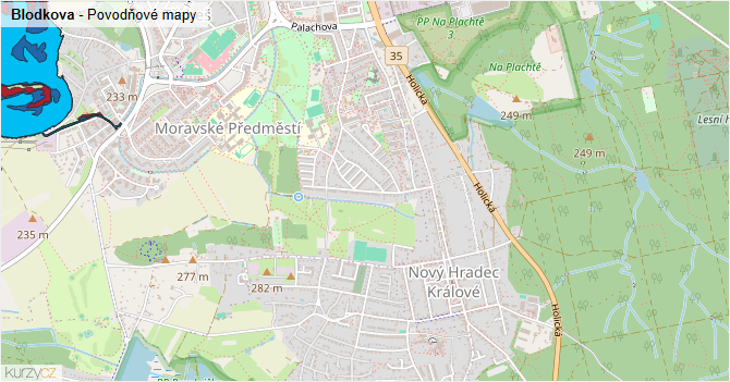 Blodkova - záplavové mapy stoleté vody