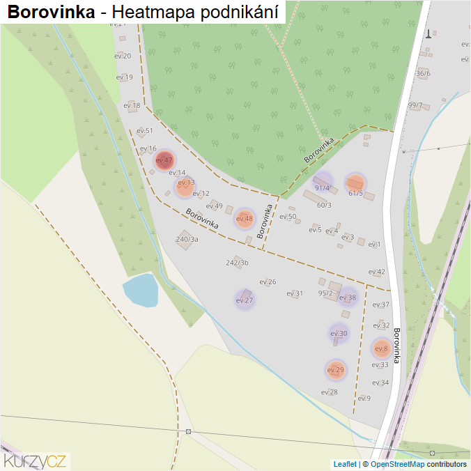 Mapa Borovinka - Firmy v ulici.