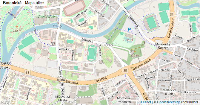 Botanická - mapa ulice