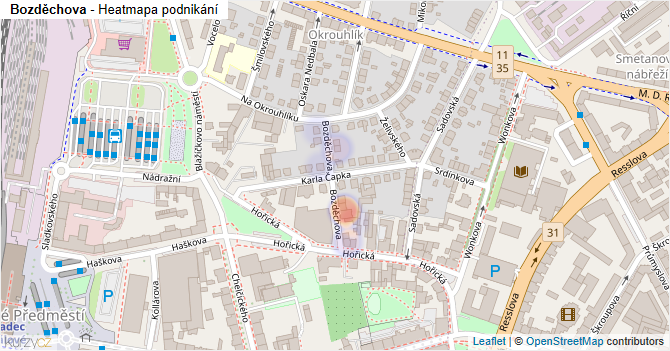Bozděchova - mapa podnikání