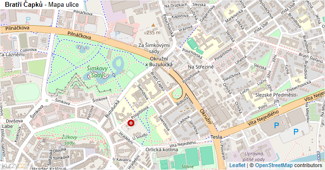 Bratří Čapků - mapa ulice