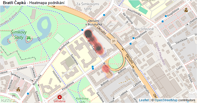 Bratří Čapků - mapa podnikání