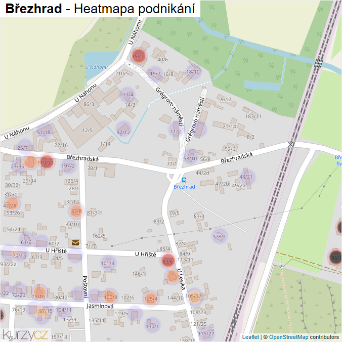 Mapa Březhrad - Firmy v části obce.