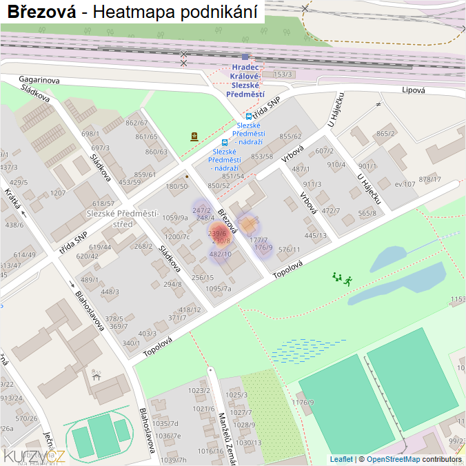 Mapa Březová - Firmy v ulici.