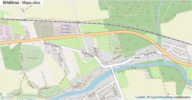 Břidličná - mapa ulice