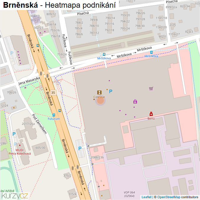 Mapa Brněnská - Firmy v ulici.