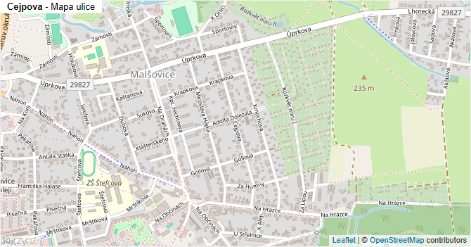 Cejpova - mapa ulice