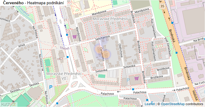 Červeného - mapa podnikání