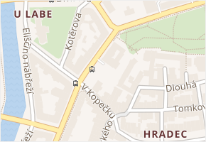 Československé armády v obci Hradec Králové - mapa ulice
