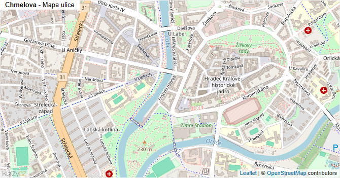 Chmelova - mapa ulice