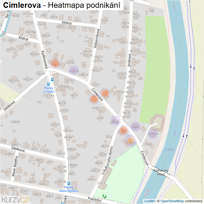 Mapa Cimlerova - Firmy v ulici.