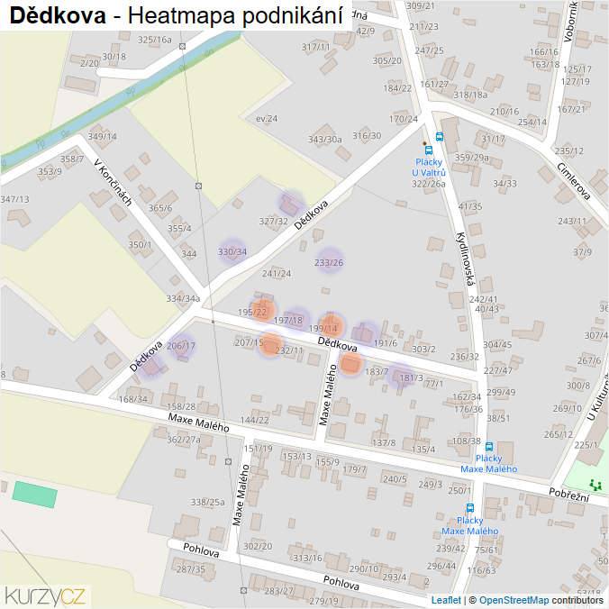 Mapa Dědkova - Firmy v ulici.