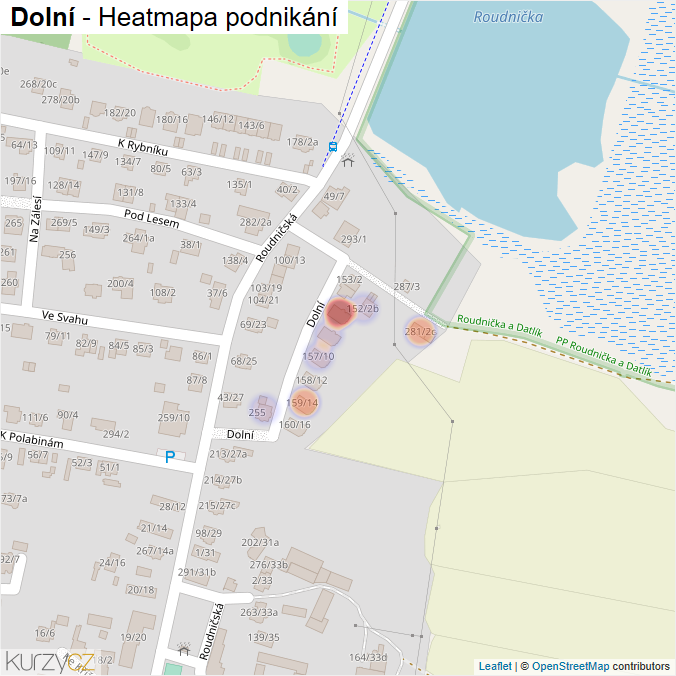 Mapa Dolní - Firmy v ulici.
