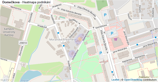 Domečkova - mapa podnikání