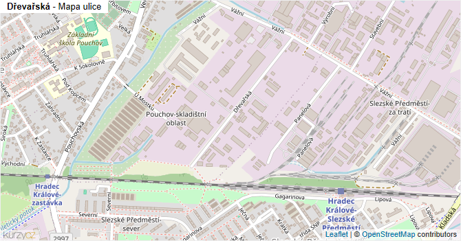 Dřevařská - mapa ulice