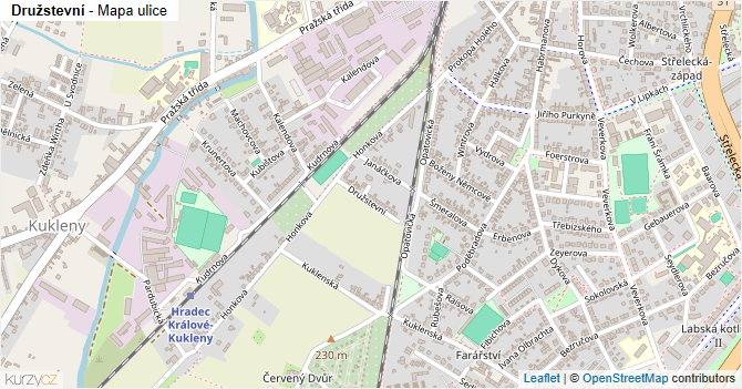 Družstevní - mapa ulice