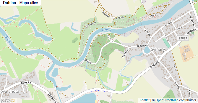 Dubina - mapa ulice