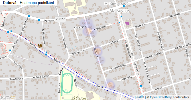 Dubová - mapa podnikání
