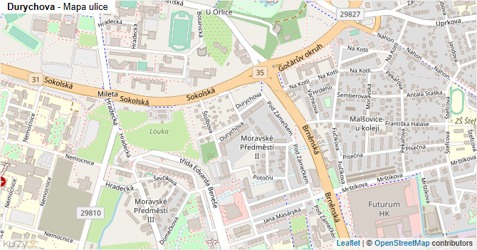 Durychova - mapa ulice