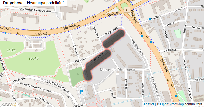 Durychova - mapa podnikání