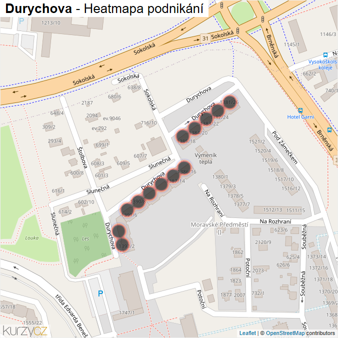Mapa Durychova - Firmy v ulici.